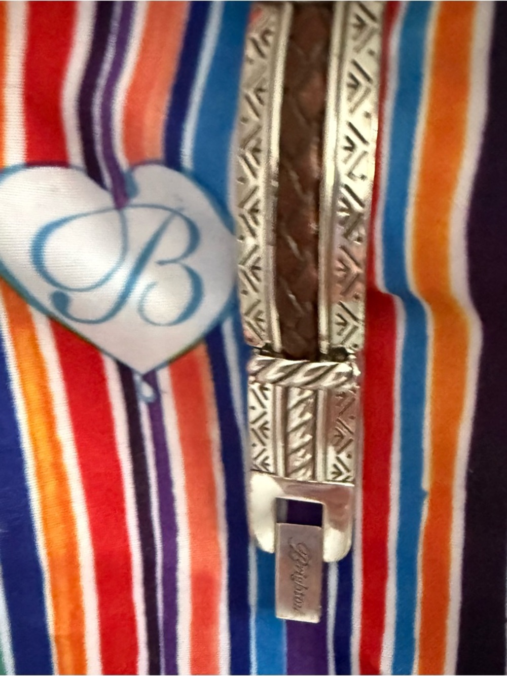 Brighton Watch Capistrano Silver Toned Brown Leather Braided Inlay Southwestern - Picture 14 of 15